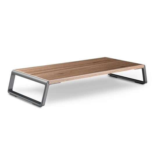 Laptop and Computer Monitor Riser Stand: Smart and Stylish Design in Aluminum and Wood 56.4 x 24 x 9.1cm Walnut Color - MRD71