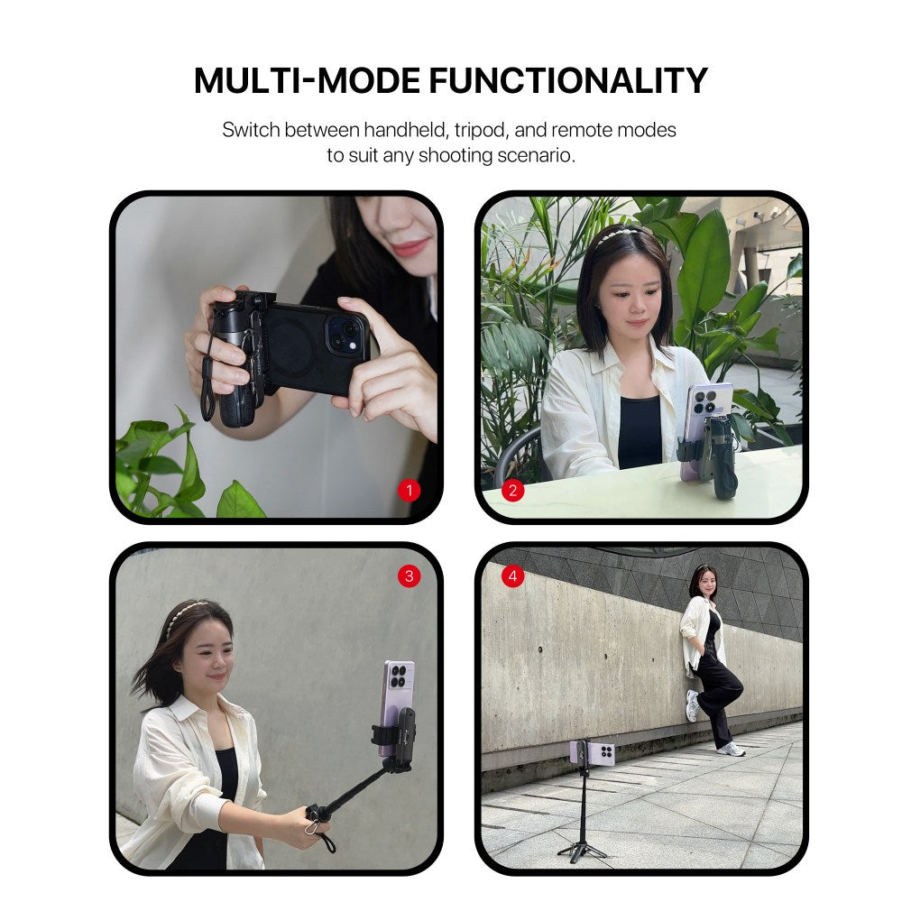 Fantech, Ss141 Selfie Stick Mini Quadripod Stand, Stable And Sturdy Design, Bluetooth Remote