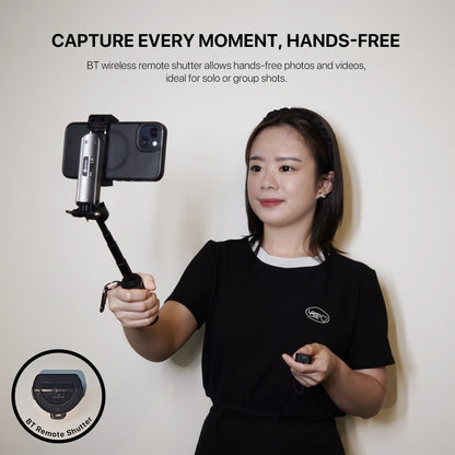 Fantech, Ss141 Selfie Stick Mini Quadripod Stand, Stable And Sturdy Design, Bluetooth Remote