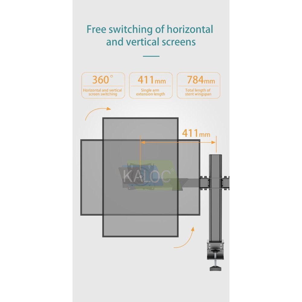 Kaloc, DZ220J Adjustable Horizontal Dual Monitor Arm, for Screens 17 to 32 Inches