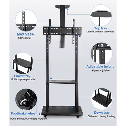 Movable Floor TV Stand - Adjustable, Fits 32 to 75 Inch Screens HT1700, STAND D90