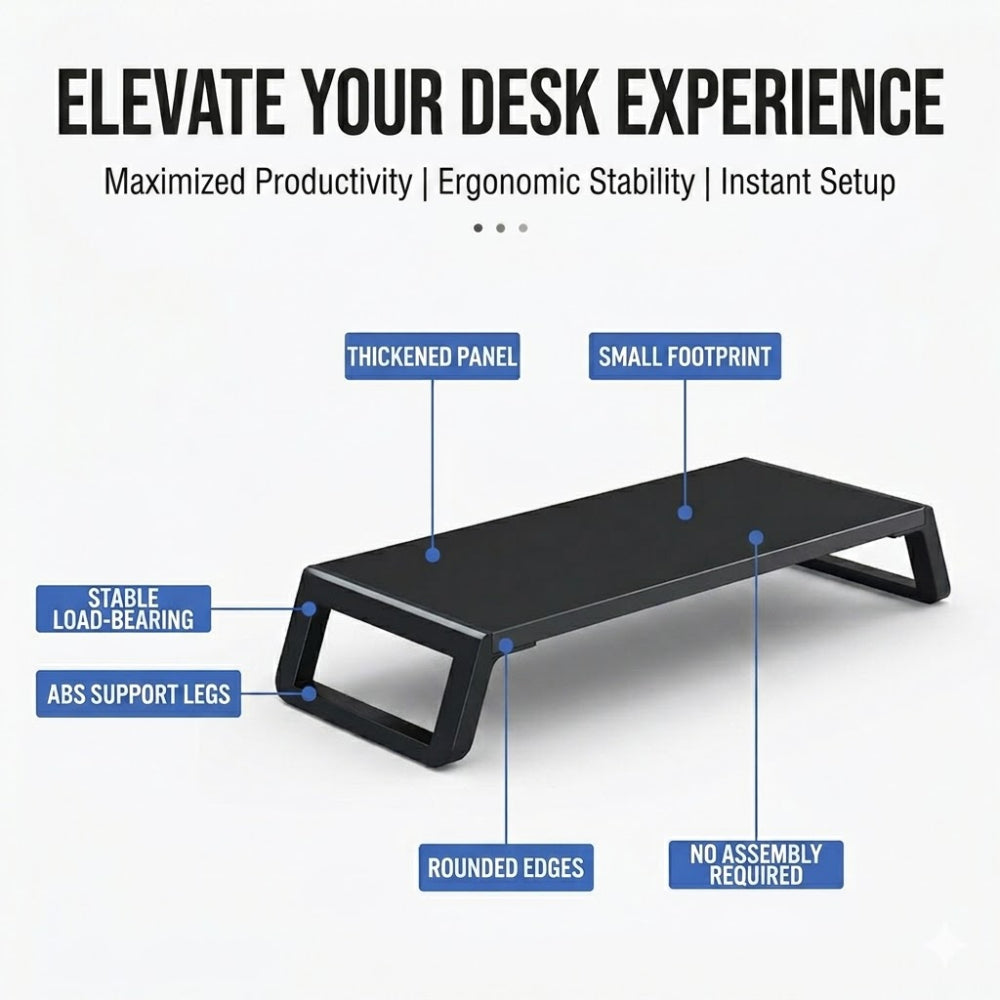 Laptop and Computer Monitor Riser Stand: (55 x 20 x 7.5 cm) MRD005 Natural Wood