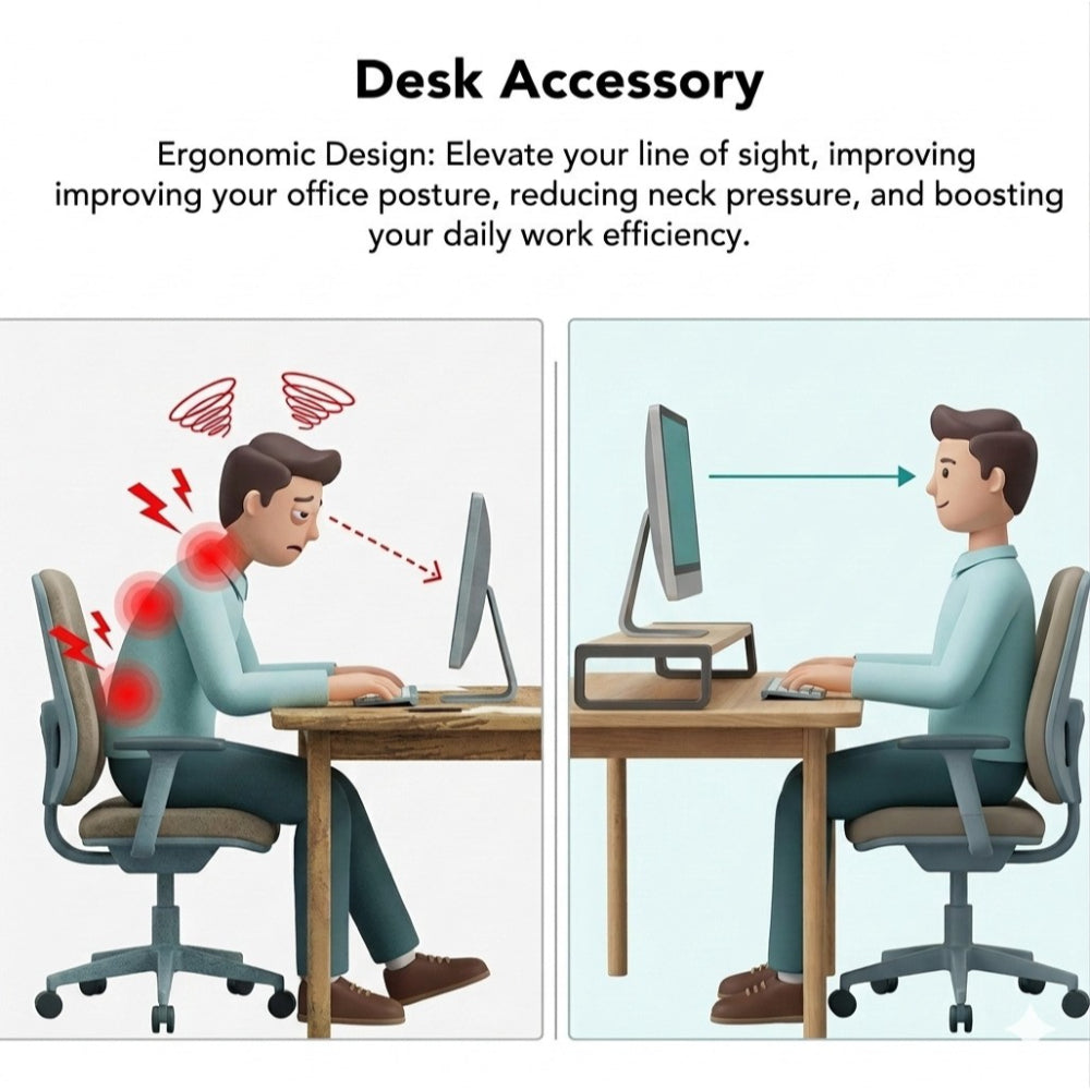Laptop and Computer Monitor Riser Stand: (55 x 20 x 7.5 cm) MRD005 Natural Wood