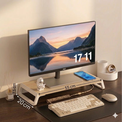 Laptop and Computer Monitor Riser Stand: (55 x 20 x 7.5 cm) MRD005 Natural Wood