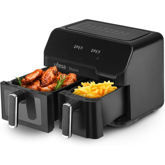 Ufesa, Storm Air Fryer, 2700W, Capacity: 9 L (5.5L + 3.5L), Allows Two Different Foods To Be Cooked At The Same Time