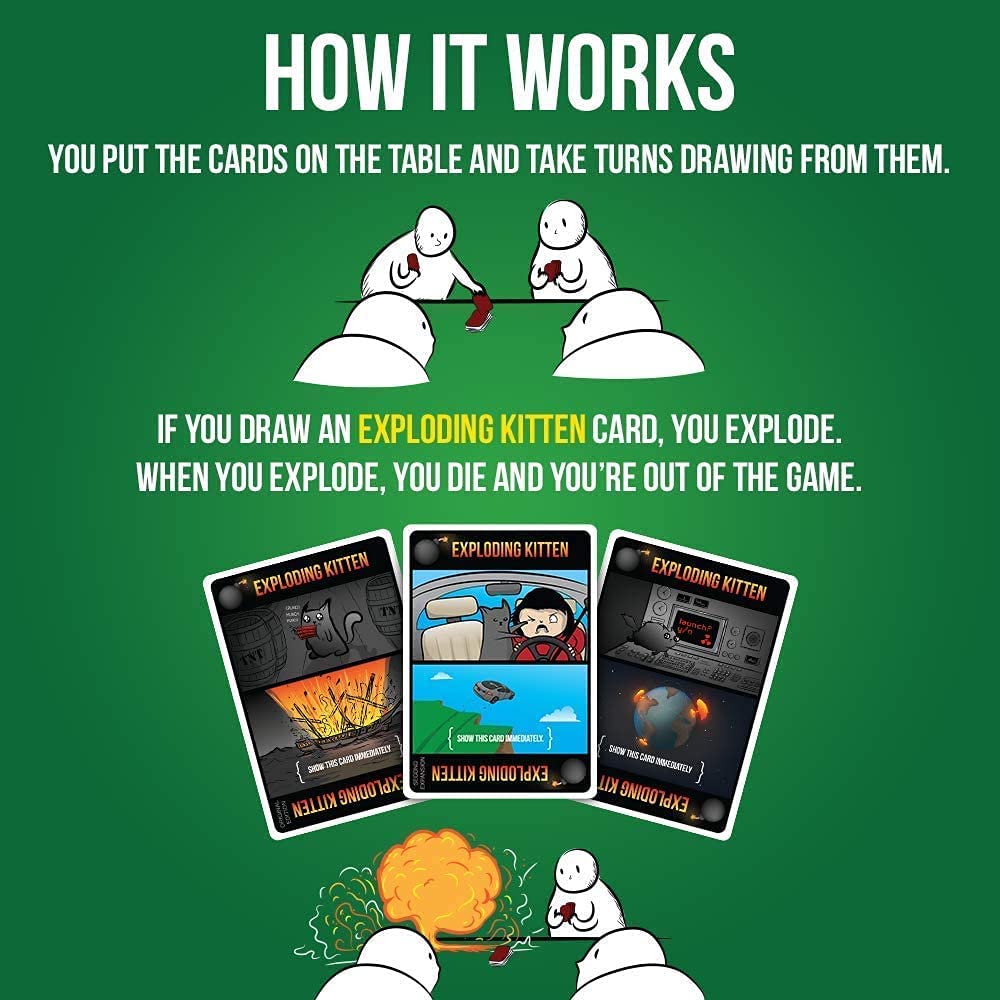 Exploding Kittens, Streaking Kittens Expansion Set - Ridiculous Russian Roulette Card Game, Easy Family-Friendly Party Games - Card Games For Adults, Teens & Kids - 15 Card Add-On