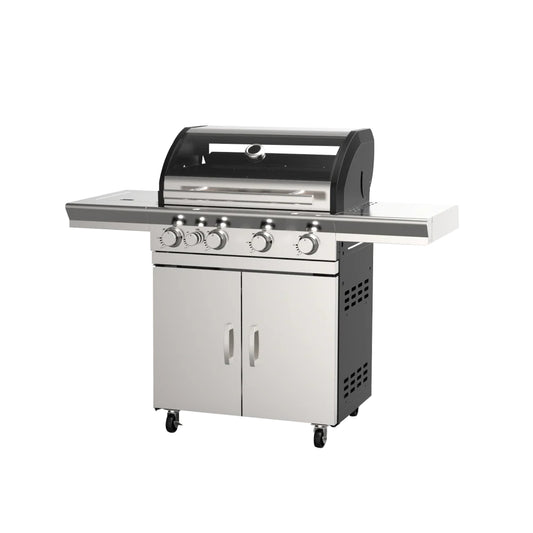 Superchef Gas BBQ 4 Burners Grill + Side Burner Silver, SUP-STD4BSB
