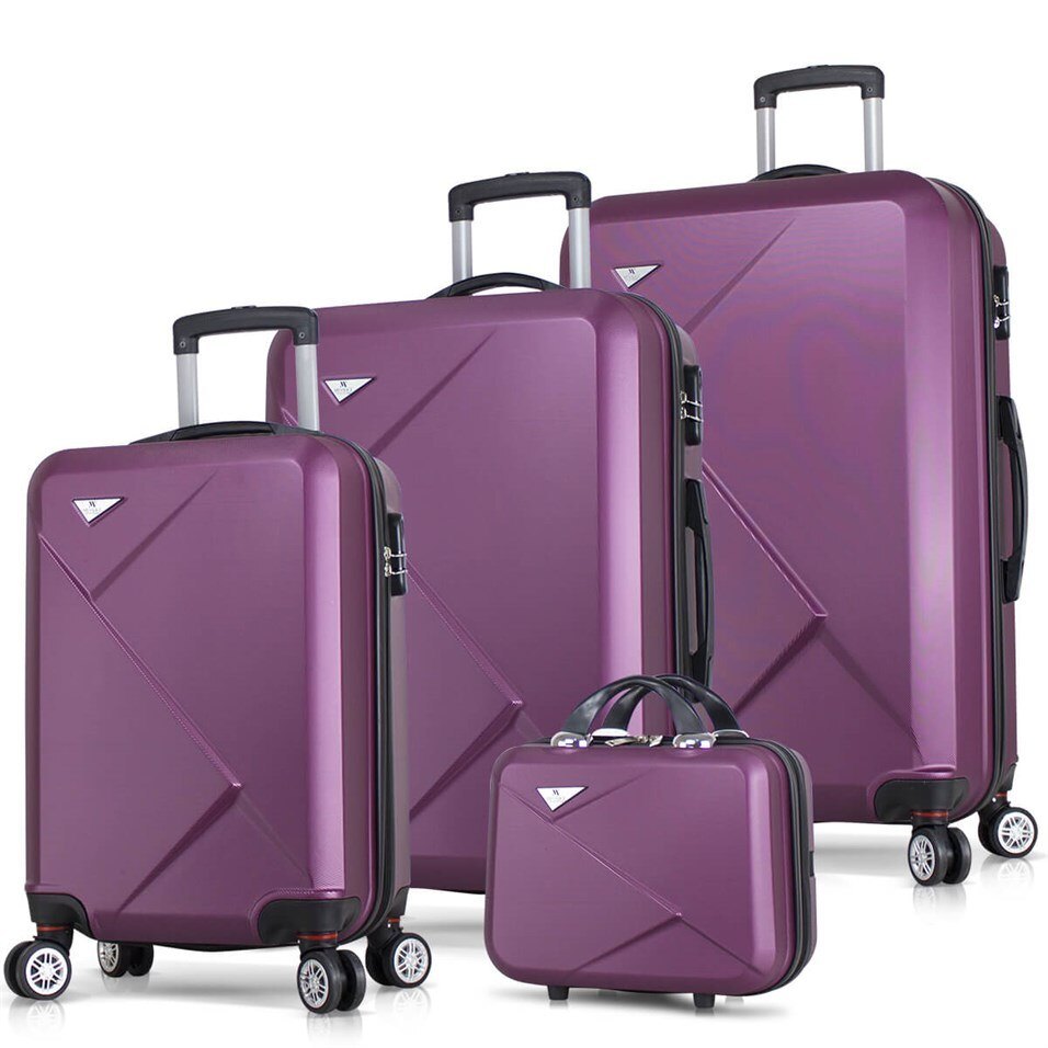SuperSpace, Fully Lined and Expandable Travel suitcase Hard Cover 4 wheels Luggage 4 Piece Set, Available in Different Colors