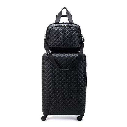SwissBrand, Leather and Expandable Travel Bags Suitcase Hard Cover 4 wheels Luggage 4 Piece Set Black