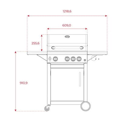 Teka Total Gas Barbecue Cooker Gourmet 121cm T-BBQ 3100G [Black], TEKA-3100G