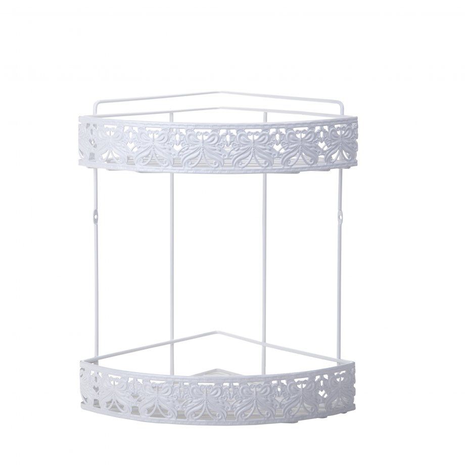 Tekno Tel Decorated Bathroom 2 Corner Shelves White Butterfly Pattern