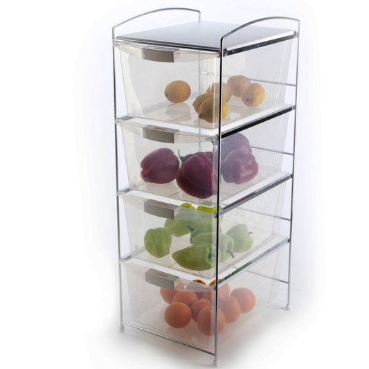 Tekno Tel, 4 Drawers Transparent Baskets 36X29X67Cm 3.57Kg