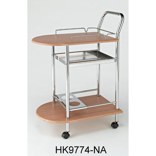 Stainless Steel and Wood Serving Trolley