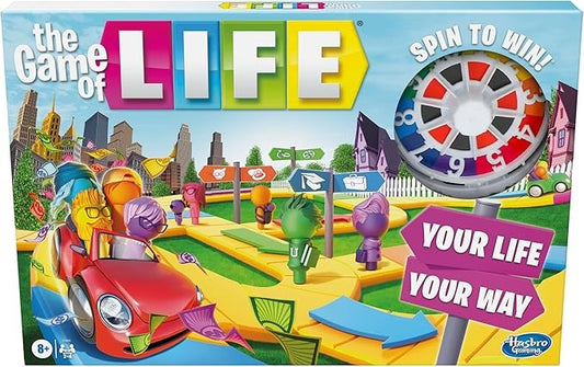 Hasbro Gaming The Game Of Life Game, Family Board Game For 2-4 Players, Indoor Game For Kids Ages 8 And Up, Pegs Come In 6 Colors