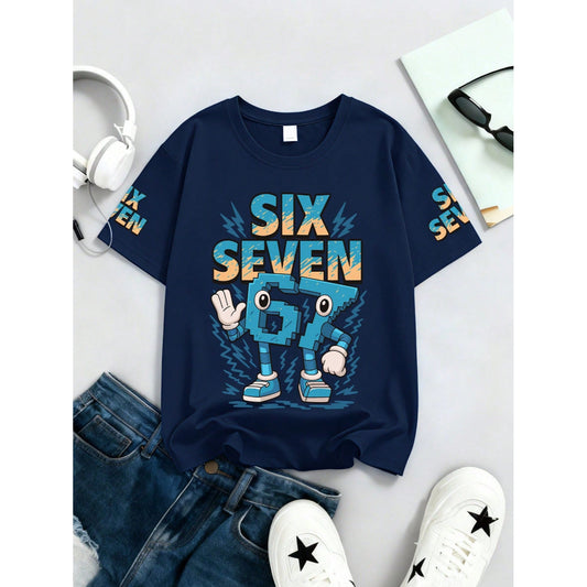 Boys Pixel 67 Graphic T-Shirt - Soft Cotton Summer Tee