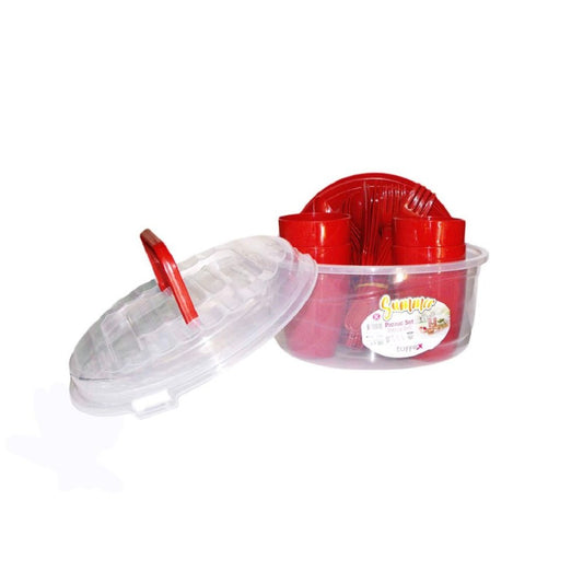 Tufex, Picnic Set 6Pcs (Knife, Fork, Spoon, Cup, Plate)+1 Salad Bowl, TUR-TP470