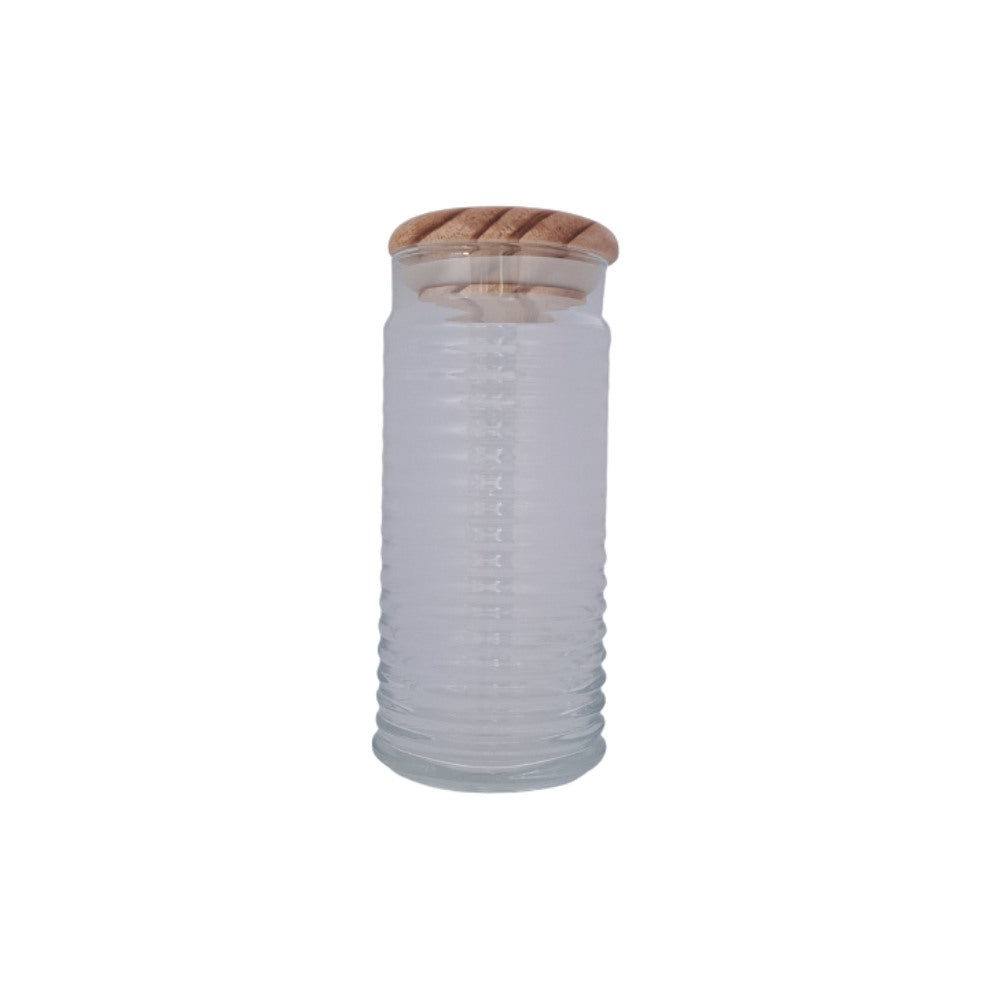 Kc, Tall Transparent Jar With Wooden Cover, Tur-431831