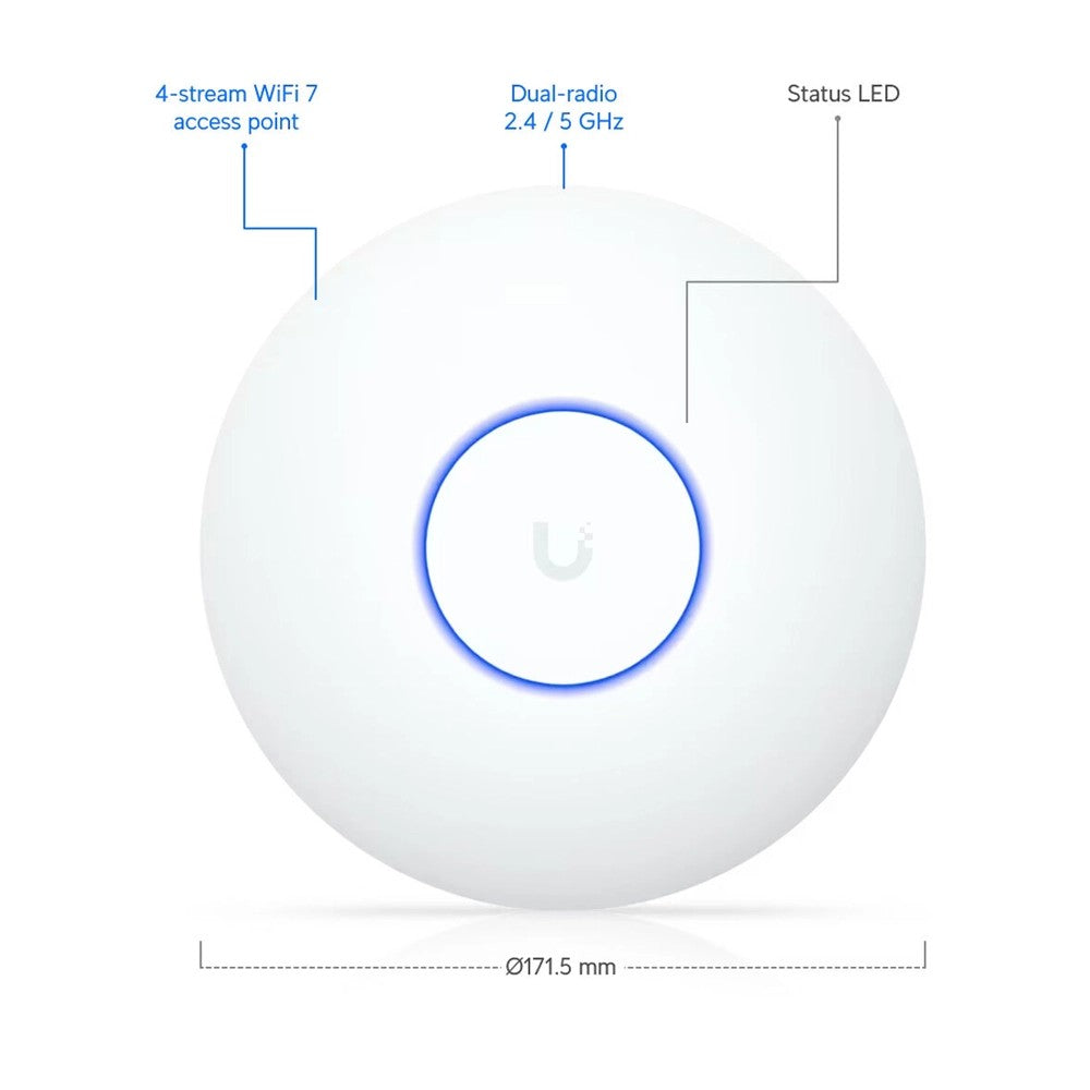 Ubiquiti, Networks Unifi Compact, Ceiling-Mounted Wifi 7 Ap With 4 Spatial Streams And 2.5 Gbe Uplink.