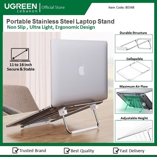 Ugreen, Foldable & Portable Stainless Steel Laptop Stand From 11 To 17 Inch