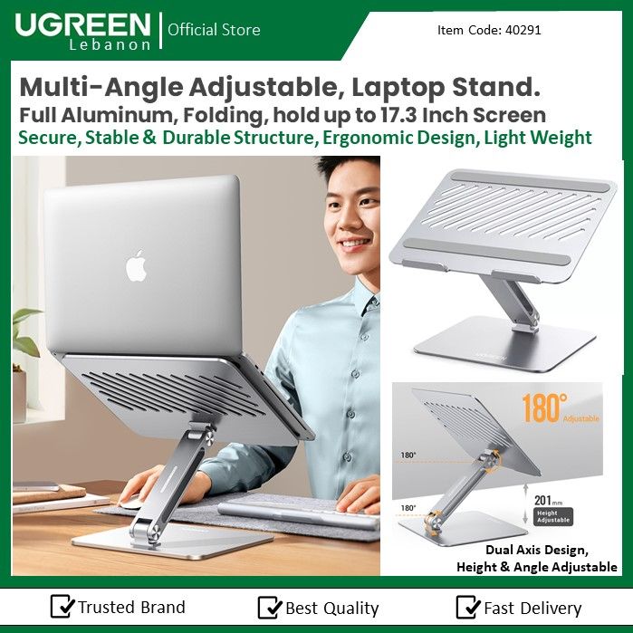 Ugreen, Multi-Angle Adjustable, Lifting Laptop Stand. Dual Axis Design, Height And Angle Adjustable Ugreen Lp339 - 40291
