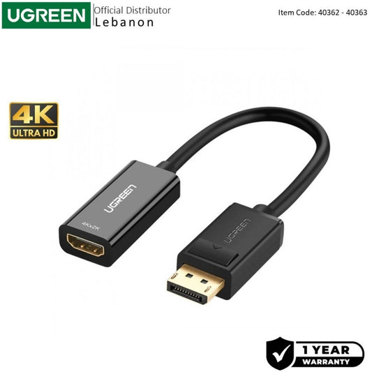 Ugreen, 4K Display Port Male To Hdmi Female Converter - Mm137 40362