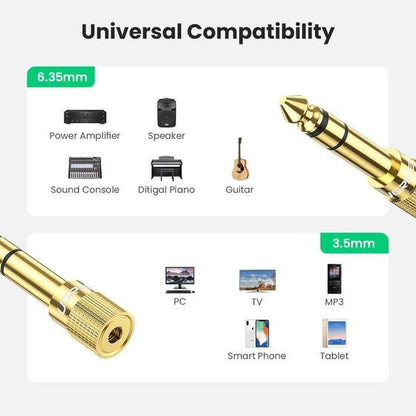 Ugreen, 6.5Mm Male To 3.5Mm Female Adapter, Gold Plated Connector - 20503