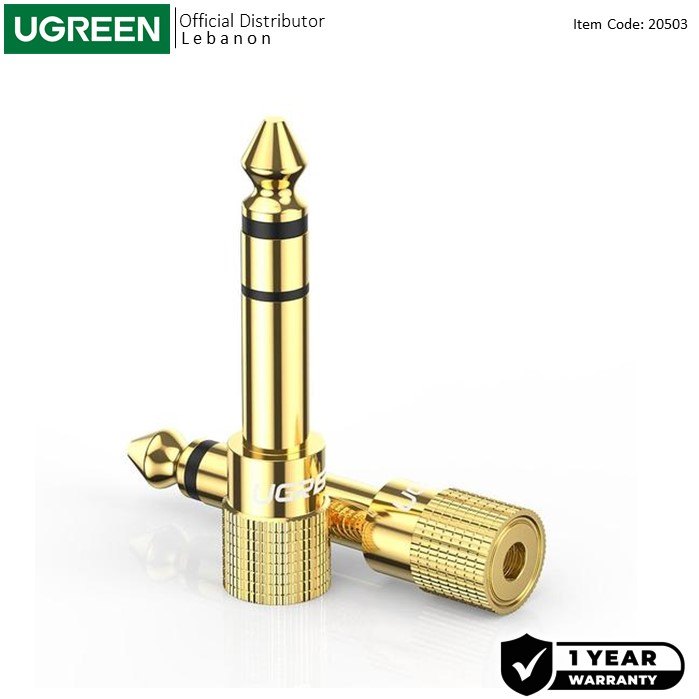 Ugreen, 6.5Mm Male To 3.5Mm Female Adapter, Gold Plated Connector - 20503
