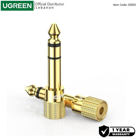 Ugreen, 6.5Mm Male To 3.5Mm Female Adapter, Gold Plated Connector - 20503