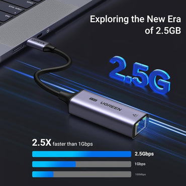 Ugreen, Usb-C 3.1 Gen1 To 2.5G Ethernet Adapter -Rj45,10/100/1000 Mbps & 2.5G - Cm648 25052
