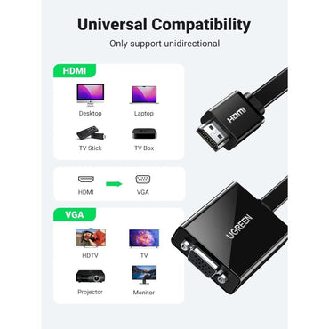 Ugreen, Full Hd Hdmi Male To Vga Female Adapter Cable, Full Hd Resolution - Cm611 90813