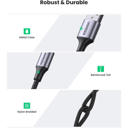 UGREEN USB-A to USB-C 3M Braided Cable & Aluminum Body, Fast Charge - US288 60408