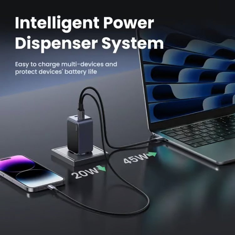 Ugreen, 65W Gan Tech Chip, Triple Port Charger For Phones, Tablets, Ipads, Laptops & Macbooks - X553 35042