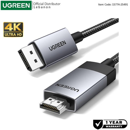 Ugreen, Display Port Male To Hdmi Male 4K Cable - Dp119 25491