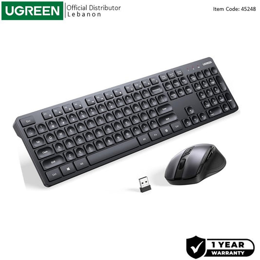 Ugreen, Pro 2.4Ghz Wireless Combo, Silent Eng/Arabic Keyboard & Mouse, Comfortable Design, Premium Material - Mk006 45248
