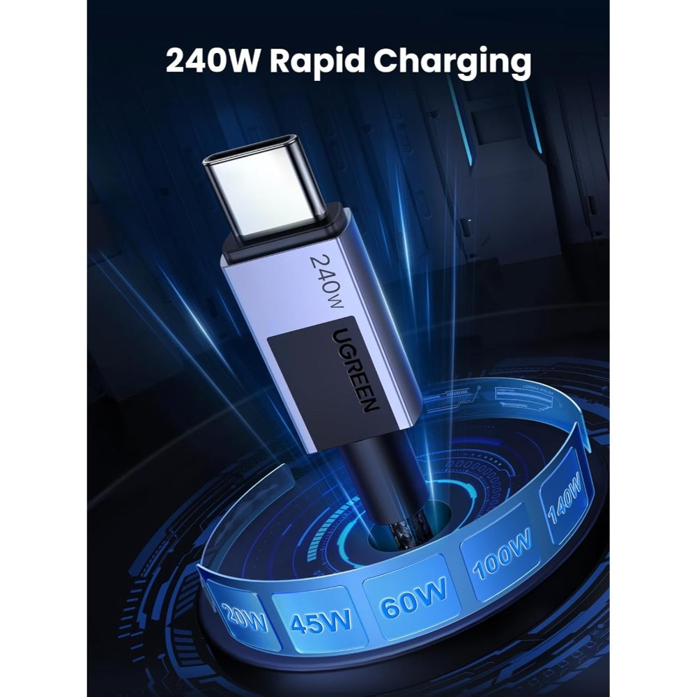Ugreen, Usb-C To Usb-C 240W Braided Cable & Aluminum Body - L513 45067 45068, Available in Different Sizes