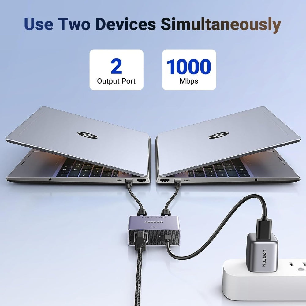 Ugreen, Gigabit Ethernet Splitter 1 To 2 Up To 100Meter Transmission Without Signal Loss - Nw301 45311
