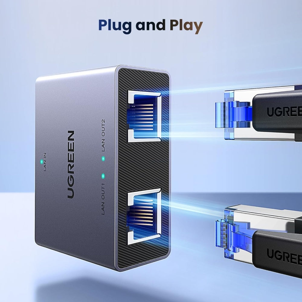 Ugreen, Gigabit Ethernet Splitter 1 To 2 Up To 100Meter Transmission Without Signal Loss - Nw301 45311