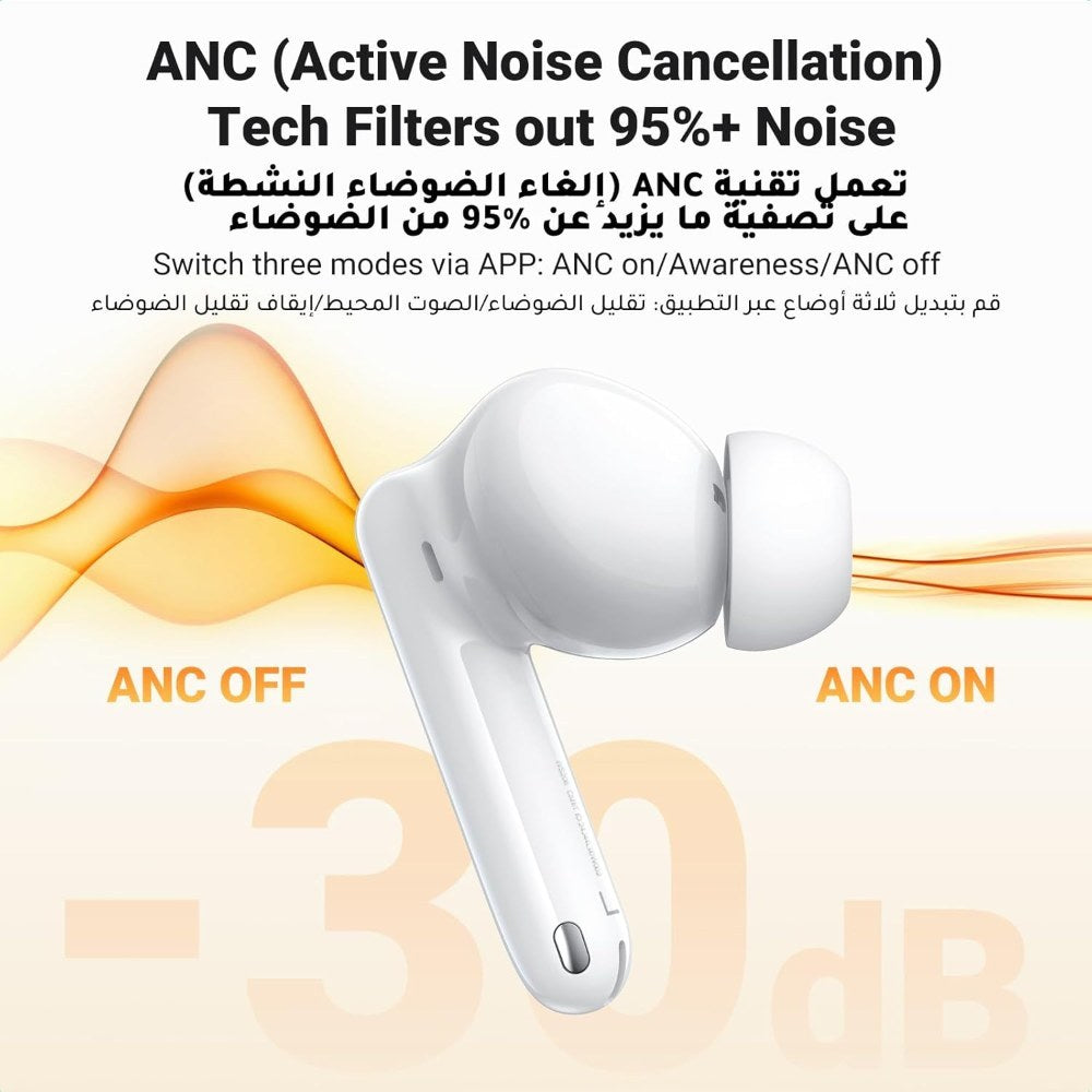 Ugreen, Hitune T3 Pro Bluetooth 5.4 Earbuds, Active Noise Cancellation Earphones, 4 Mics, 30 Hours Play Time - Ws206 35725
