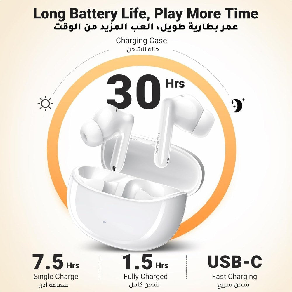 Ugreen, Hitune T3 Pro Bluetooth 5.4 Earbuds, Active Noise Cancellation Earphones, 4 Mics, 30 Hours Play Time - Ws206 35725