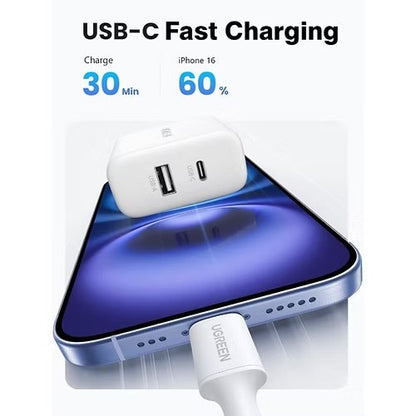 Ugreen, 20W Dual-Port Usb-A + Usb-C Smart & Fast Charger For Phones, Tablets & Ipads - X227 45302