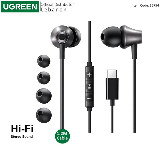 Ugreen, Usb-C Earphone With Microphone And Volume Control, Noise Isolation, Powerful Bass - Ep105 35754
