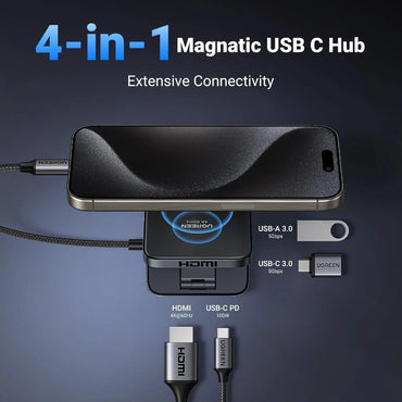 Ugreen, 4-In-1 Usb-C Hub ? 4K@60Hz Hdmi, 100W Pd, Foldable Stand - Cm801 35590