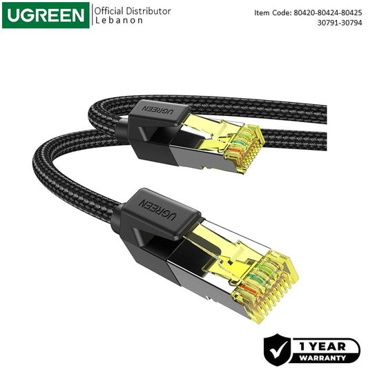 Ugreen, Rj45 Cat7 F/Ftp Patch Cord Ethernet Cable, With Cotton Braid, 2M - Nw150 80423