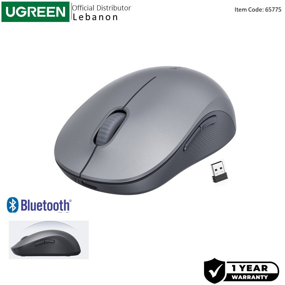 Ugreen, Bluetooth & Silent Wireless Mouse, 1600 Dpi, 6 Buttons, Long Battery Life - M332 65775