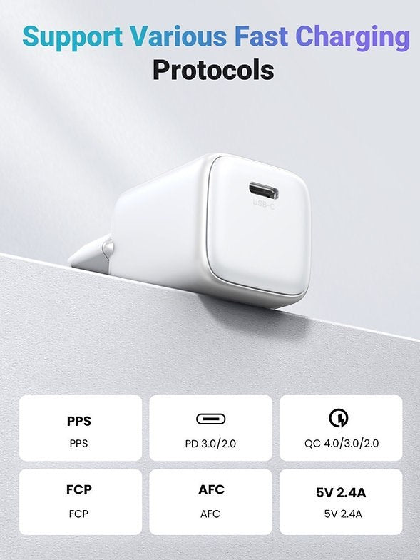 Ugreen, 30W Gan Tech Chip, Smart & Fast Charger For Phones, Tablets, Ipads & Macbook Air - X513 55531 65007 65011 65009 65010, Available in Different Colors
