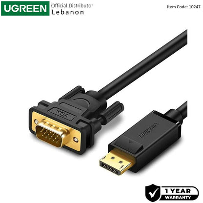 Ugreen, Dp Male To Vga Male Cable, 1.5M, Full Hd, High-Quality Video Connection - Dp105 10247