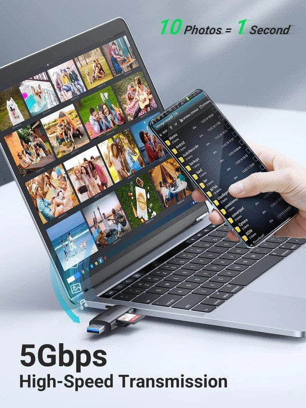 Ugreen, 2-In-1 Usb 3.0 & Usb-C Sd Card Reader ? High-Speed Dual Card Transfer, Compact - Cm304 80191