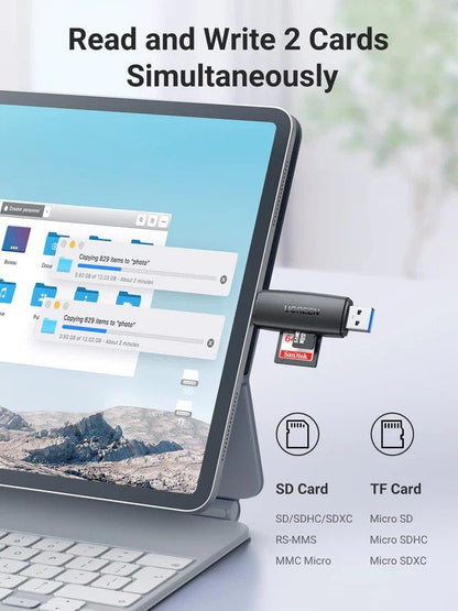Ugreen, 2-In-1 Usb 3.0 & Usb-C Sd Card Reader ? High-Speed Dual Card Transfer, Compact - Cm304 80191