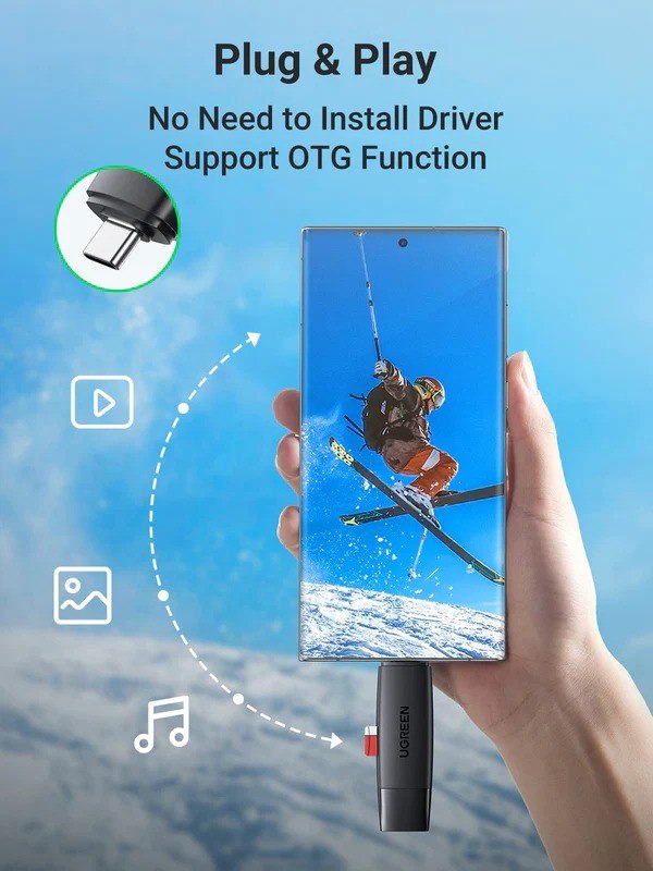 Ugreen, 2-In-1 Usb 3.0 & Usb-C Sd Card Reader ? High-Speed Dual Card Transfer, Compact - Cm304 80191