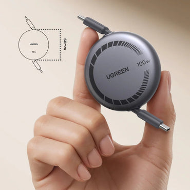 Ugreen, Nexode USB-C to USB-C 100W Retractable Cable: Reliable, Fast, and Durable with 4 Length Adjustments - L531 65905